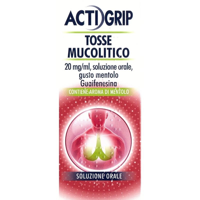 Johnson & Johnson Actigrip Tosse Mucolitico “20mg / Ml, Soluzione Orale, Gusto Mentolo” Guaifenesina