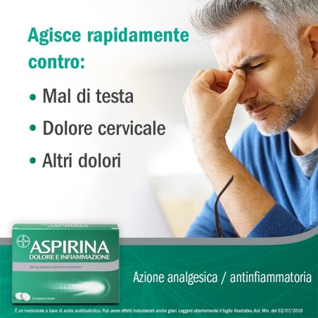 Bayer Aspirina Dolore E Infiammazione 500 Mg Compresse Rivestite Acido Acetilsalicilico