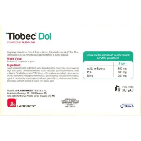 Uriach Italy Tiobec Dol Crema 25 Ml