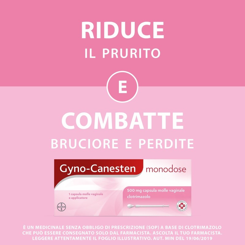 Bayer Gyno-canesten Monodose 500 Mg Capsula Molle Vaginale Clotrimazolo