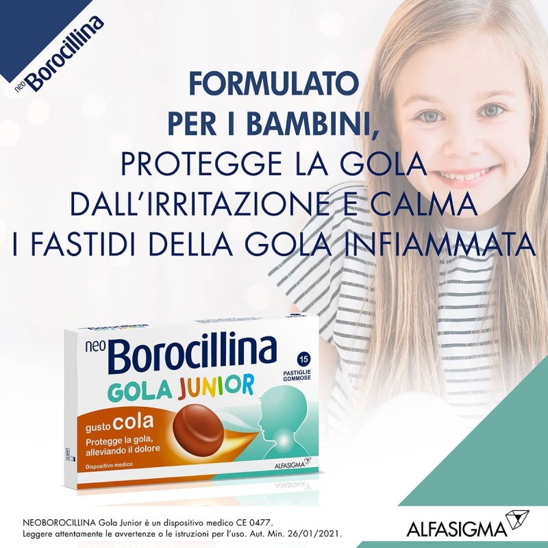 Alfasigma Neoborocillina Gola Junior 15 Pastiglie Gusto Cola