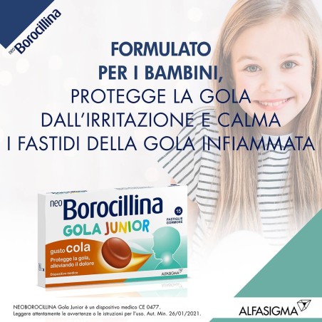 Alfasigma Neoborocillina Gola Junior 15 Pastiglie Gusto Cola