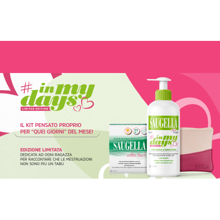 Meda Pharma Saugella In My Days Bundle You Fresh + Assorbenti Giorno 14 Pezzi + Porta Assorbenti