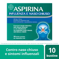 Bayer Aspirina Influenza E Naso Chiuso 500 Mg / 30 Mg Granulato Per Sospensione Orale Acido Acetilsalicilico 500 Mg, Pseudoefedr