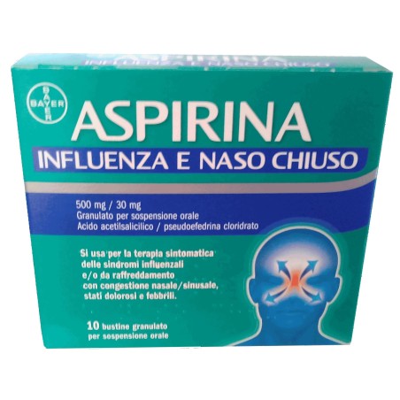 Bayer Aspirina Influenza E Naso Chiuso 500 Mg / 30 Mg Granulato Per Sospensione Orale Acido Acetilsalicilico 500 Mg, Pseudoefedr
