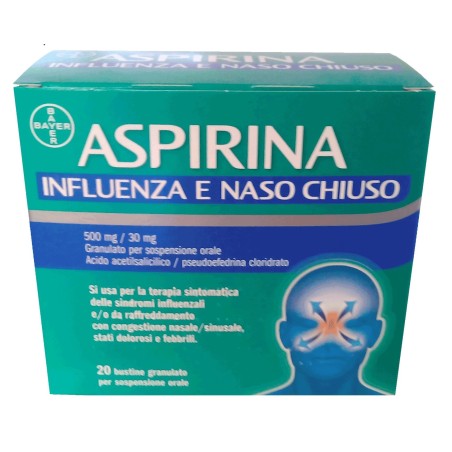 Bayer Aspirina Influenza E Naso Chiuso 500 Mg / 30 Mg Granulato Per Sospensione Orale Acido Acetilsalicilico 500 Mg, Pseudoefedr