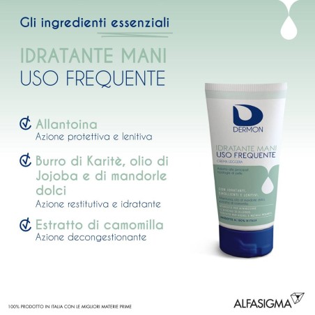 Alfasigma Dermon Idratante Mani Uso Quotidiano Crema Uso Frequente 100 Ml