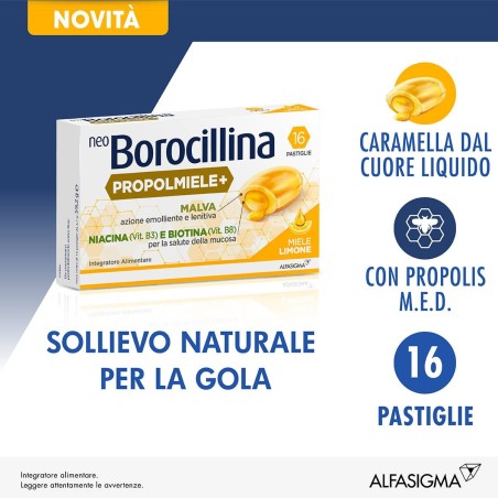 Alfasigma Neoborocillina Propolmiele+ Miele/limone 16 Pastiglie