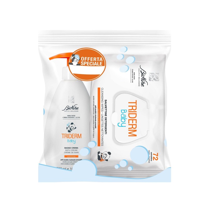 I. C. I. M. Internation Triderm Baby Bipack Bagno Crema 500 Ml + Salviettine 72 Pezzi