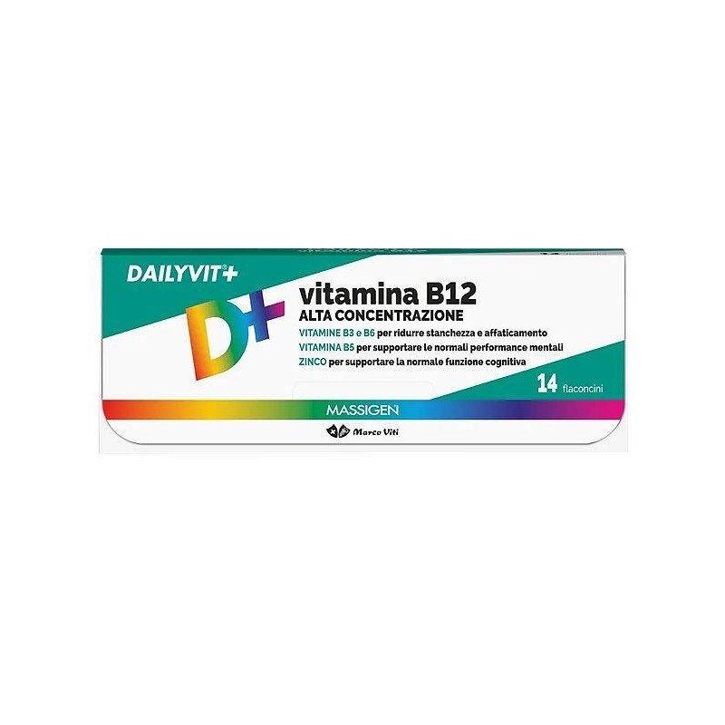 Massigen Dailyvit Vitamina B12 Alta Concentrazione Integratore contro la stanchezza 14 flaconcini