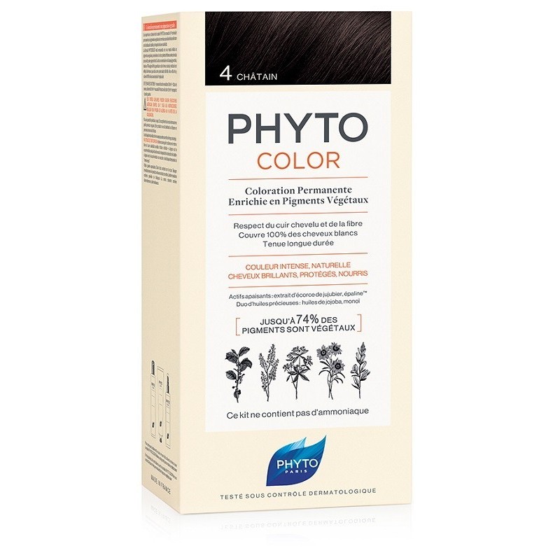 Phyto Color Kit 4 Castano 1 Latte 50 Ml + 1 Crema 50 Ml + 1 Maschera 12 Ml