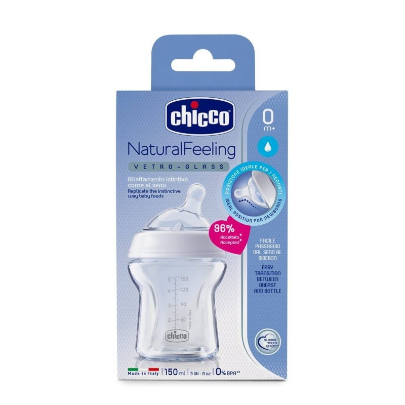 Chicco Biberon Nat Feel Vetro 0m+ 150 Ml