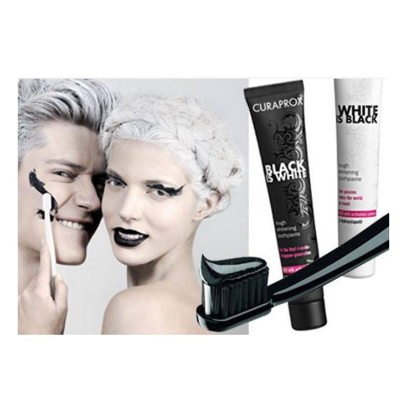 Curaden Ag Curaprox Black Is White Dentifrici Sbiancanti 1 Dentifricio Da 10ml + 1 Spazzolino