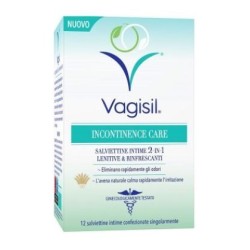 Combe Italia Vagisil Incontinence Care Salviettine Intime 2in1 Lenitive & Rinfrescanti 12 Pezzi