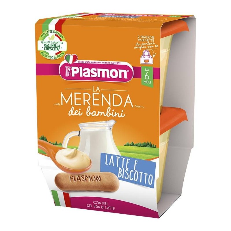 Plasmon La Merenda Dei Bambini Merende Latte Biscotto Asettico 2 X 120 G