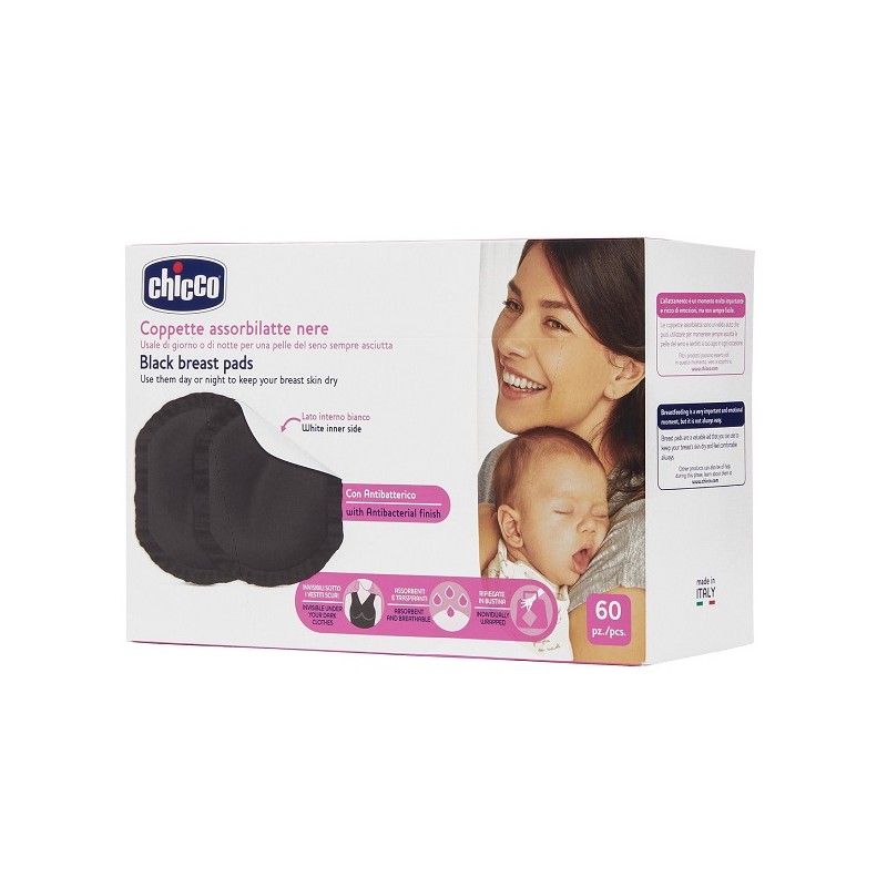 Chicco Coppetta Assorbilatte Antibatterica Nera 60 Pezzi