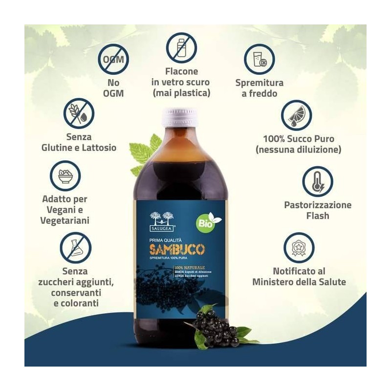Salugea Succo Sambuco Bio 500 Ml