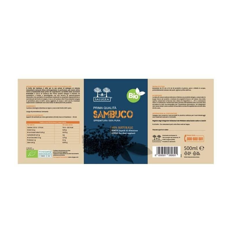 Salugea Succo Sambuco Bio 500 Ml