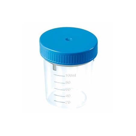 Pikdare Contenitore Pic Sterile Trasparente Per Analisi Dei Fluidi Organici 100 Ml Tappo A Vite + Etichetta Autoadesiva