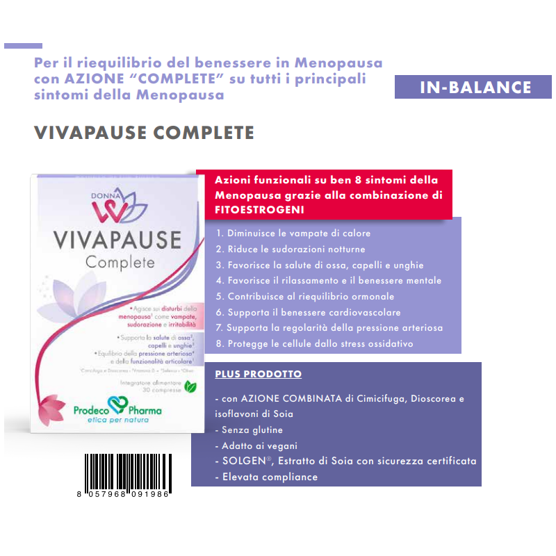 Prodeco Pharma Donnaw Vivapause Complete 30 Compresse