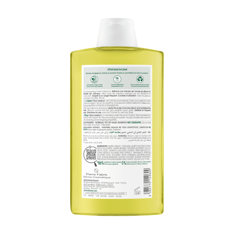 Klorane Shampoo Purifying Al Cedro 400 Ml