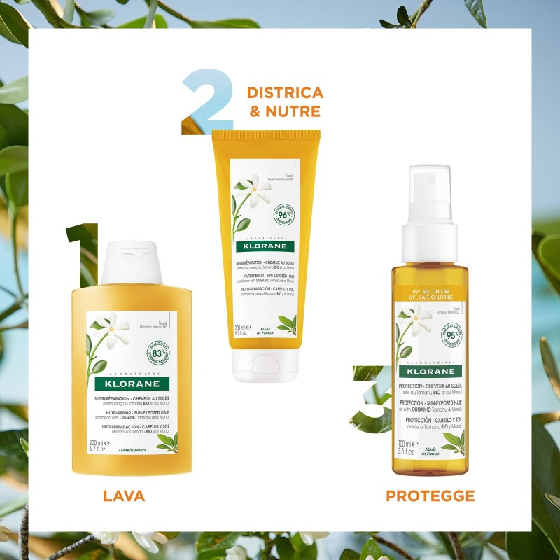 Klorane Les Polysianes Protection Sun Exposed Hair Olio Con Tamanu E Monoi 100 Ml