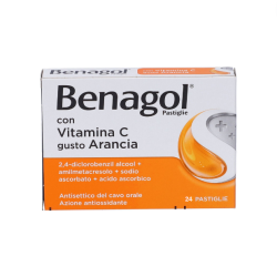 Reckitt Benckiser Benagol 1,2 Mg + 0,6 Mg + 74,9 Mg + 33,5 Mg Pastiglie Con Vitamina C Gusto Arancia 2,4-diclorobenzil Alcool + 