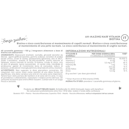Beautybears Gmbh Ah-mazing Hair Vitamins Mit Biotin Sugarfree 45 Caramelle Gommose