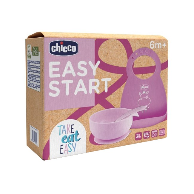 Chicco Set Pappa Silicone 6m+ Rosa