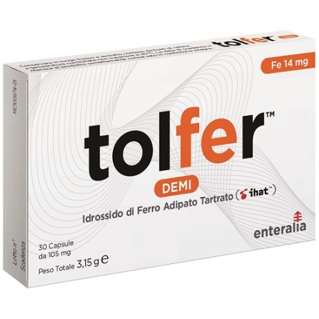 Enteralia Bioscience Tolfer Demi Ihat Idrossido Di Ferro Adipato Tartrato Nano 30 Capsule