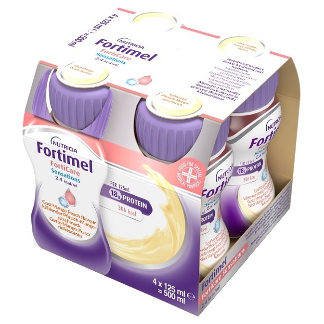 Danone Fortimel Forticare Sensation 2,4 Kcal/ml Pesca/mango Rinfrescante 4 Pezzi Da 125 Ml