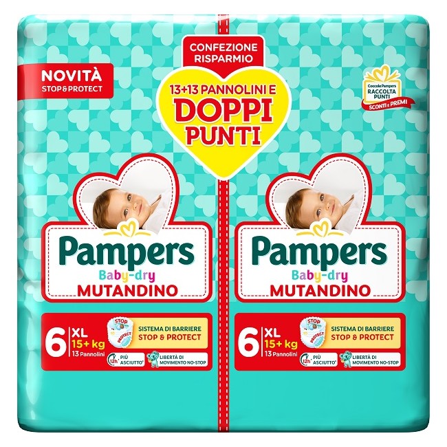 Fater Pampers Baby Dry Pannolino Mutandina Extra Large Duo 26 Pezzi