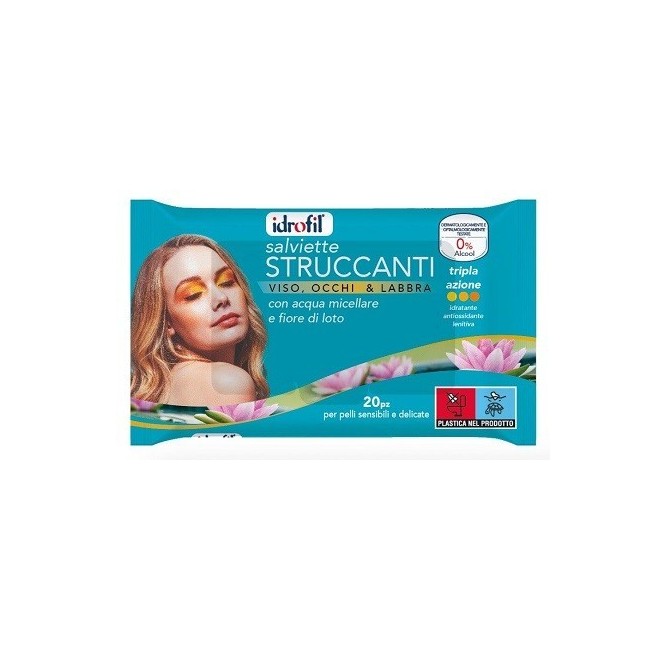 Idrofil Salviettine Struccanti Acqua Micellare E Fior Di Loto 20 Pezzi