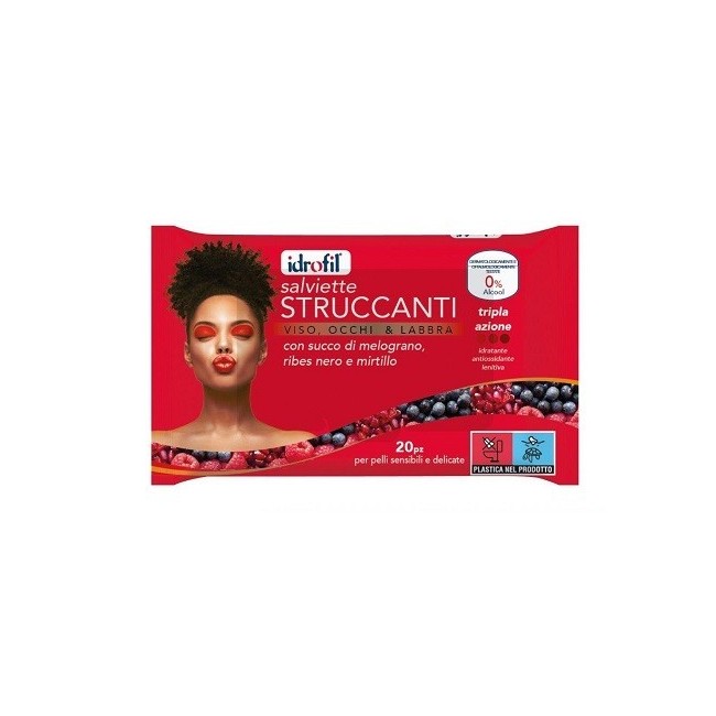 Idrofil Salviettine Struccanti Succo Di Melograno Ribes Nero E Mirtillo 20 Pezzi