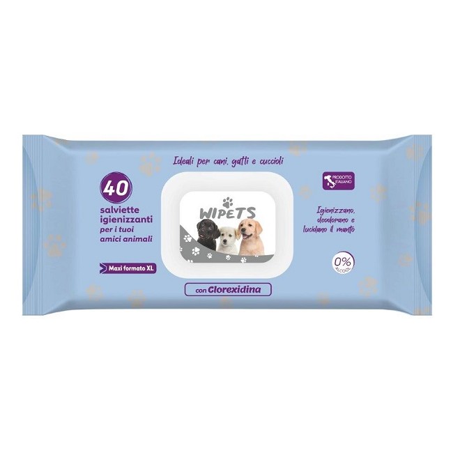 Idrofil Wipets Salviettine Detergenti Per Animali Clorexidina 40 Pezzi