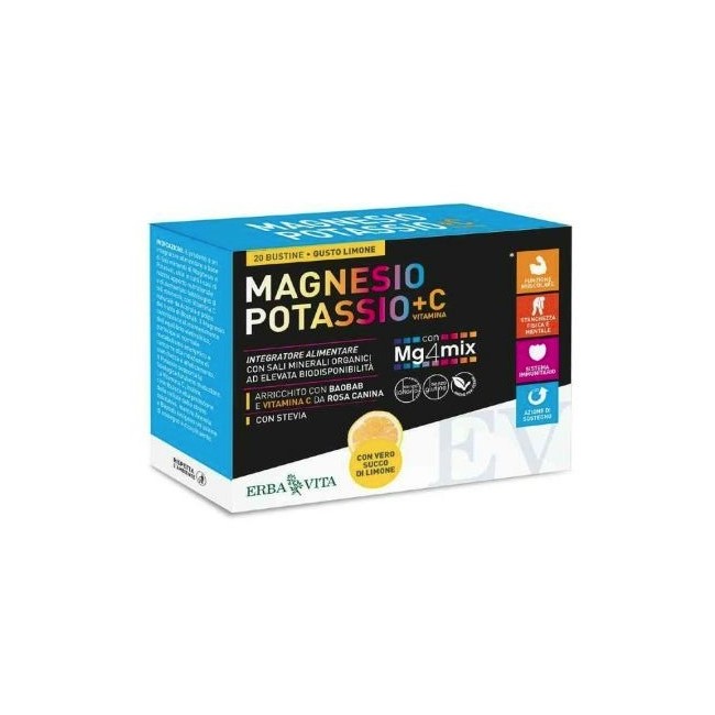 Erba Vita Magnesio Potassio +c Vitamina Gusto Limone 20 Bustine Da 3,8 G