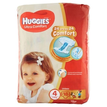 Kimberly Clark Pannolino Huggies Ultra Comfort Base 4 18 Pezzi