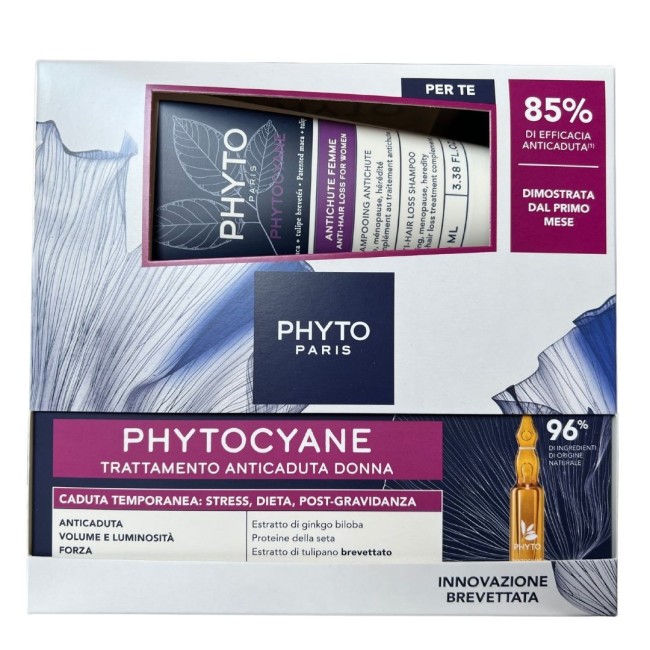 Phyto Paris Set Cyane Reac 12 Fiale Da 5 Ml + Shampoo Anticaduta 100 Ml 25