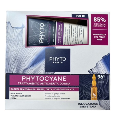 Phyto Paris Set Cyane Reac 12 Fiale Da 5 Ml + Shampoo Anticaduta 100 Ml 25