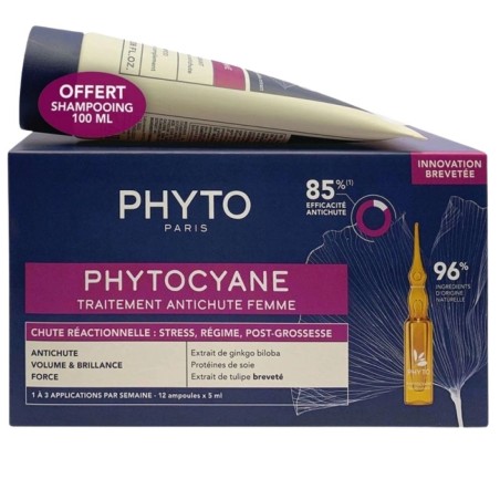 Phyto Paris Set Cyane Reac 12 Fiale Da 5 Ml + Shampoo Anticaduta 100 Ml 25