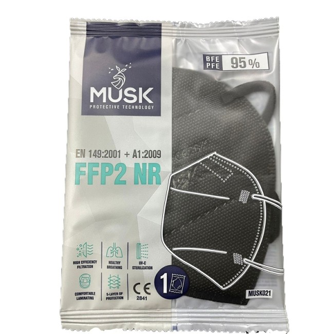 Musk Medikal Musk Mascherina Ffp2 Musk021 Black 1 Pezzo