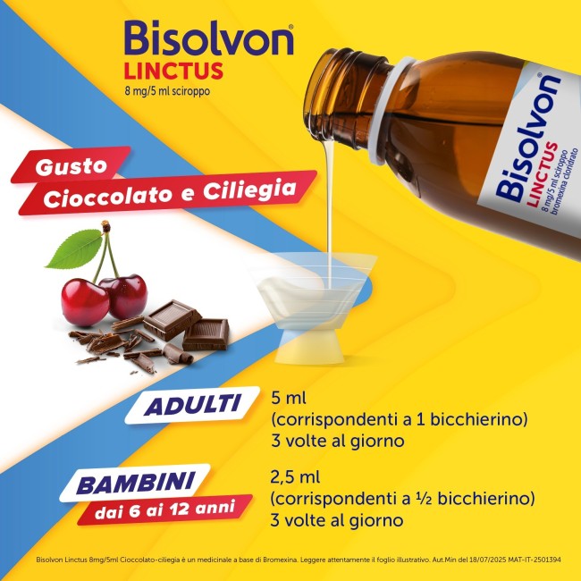 Opella Healthcare Bisolvon Linctus 8 Mg/5 Ml Sciroppo - Gusto Cioccolato-ciliegia Bromexina Cloridrato
