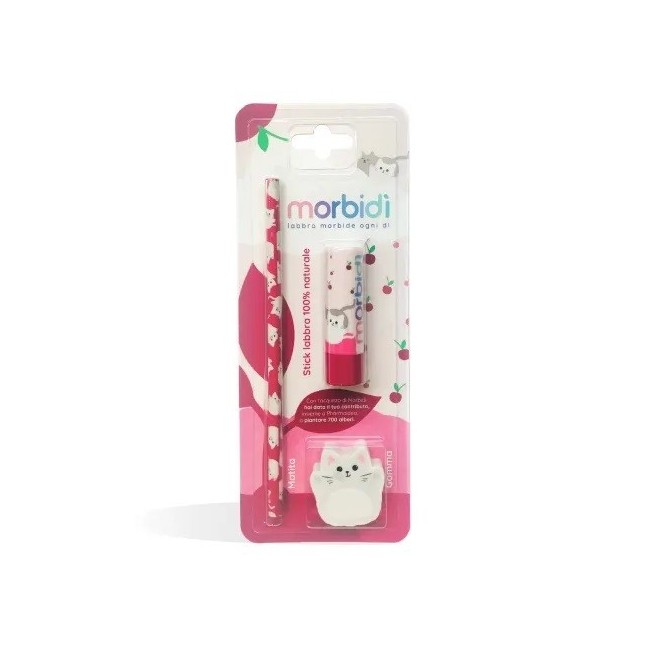 Pharmaidea Morbidi' Kit Disegno Amarena Stick Labbra + Matita + Gomma Da Cancellare