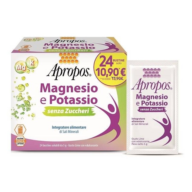 Desa Pharma Apropos Magnesio E Potassio Senza Zuccheri 24 Bustine Gusto Lime