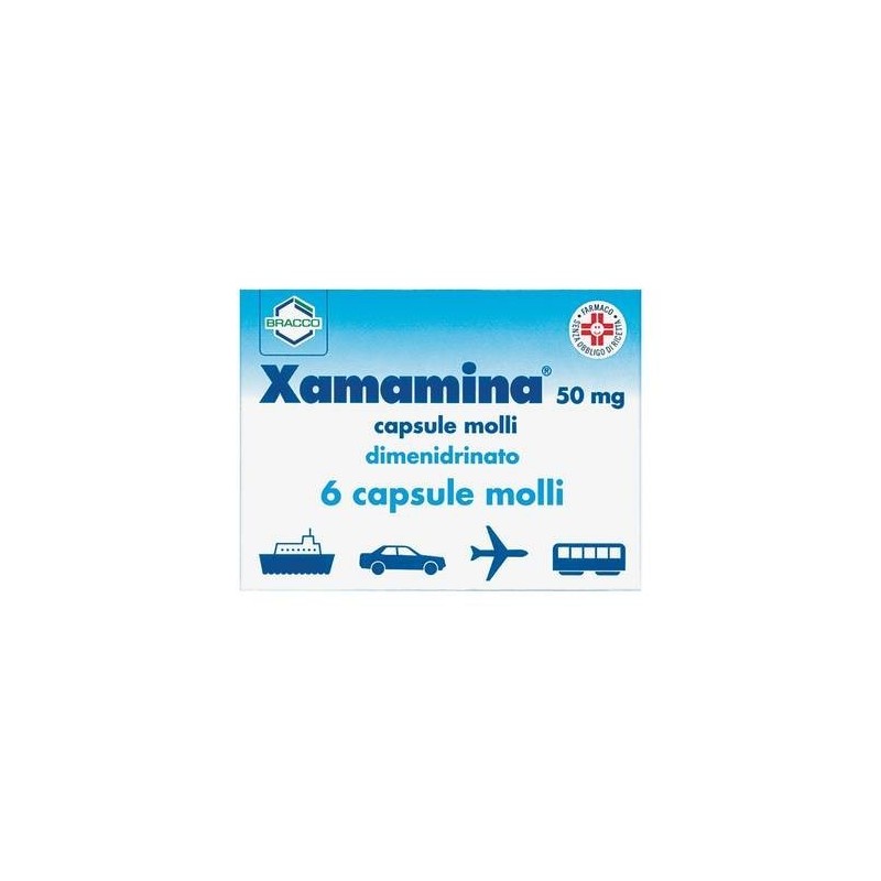Dompe' Farmaceutici Xamamina Mal Di Viaggio 50 Mg Capsule Molli Xamamina Mal Di Viaggio Bambini 25 Mg Capsule Molli Dimenidrinat