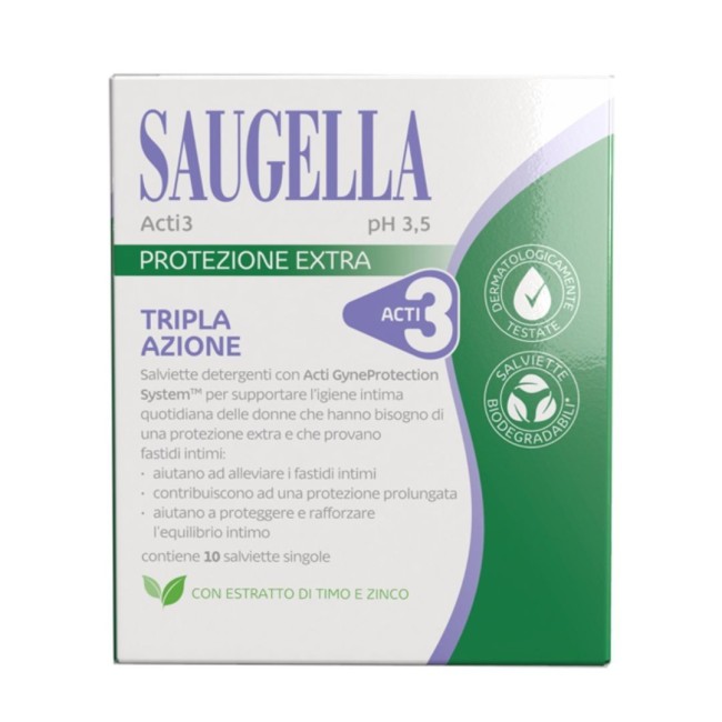 Meda Pharma Saugella Acti3 Salviettine 10 Pezzi