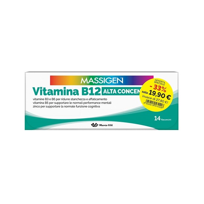 Marco Viti Massigen Vitamina B12 Alta Concentrazione 14+14 Flaconcini Da 8 Ml