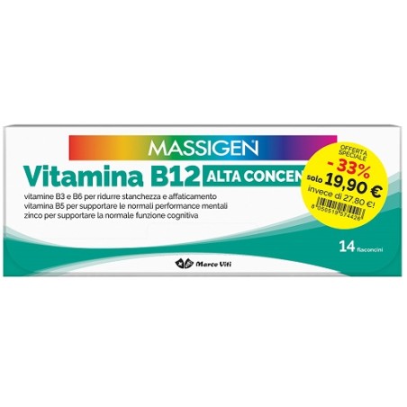 Marco Viti Massigen Vitamina B12 Alta Concentrazione 14+14 Flaconcini Da 8 Ml