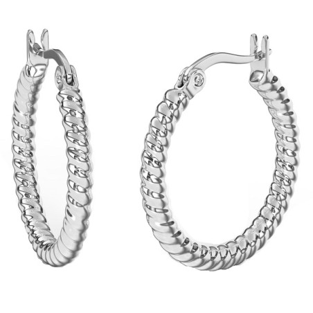 Sanico Bjt408 Orecchini Hoop/cristalli Bianchi 25mm Stainless Steel