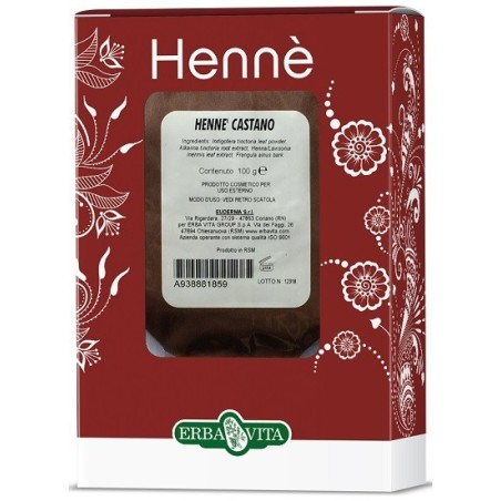 Erba Vita Henne Colorante Capelli Castano 100 G